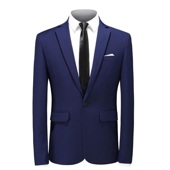 Men’s Blue Slim Fit 2 Piece Suit
OneButton Notched Lapel Jacket 34 Pants 31 NWT - Picture 14 of 14